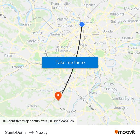 Saint-Denis to Nozay map