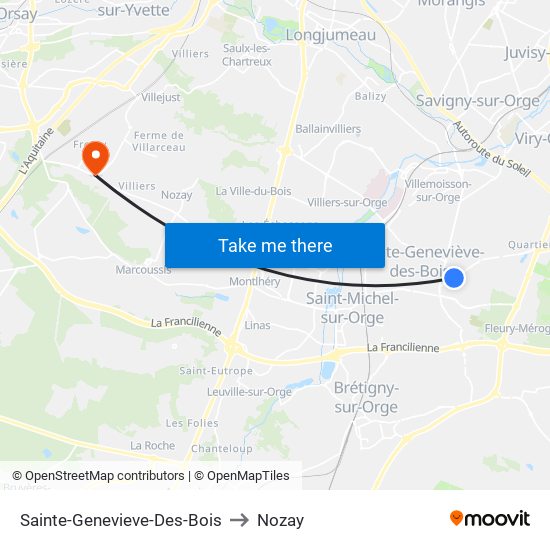 Sainte-Genevieve-Des-Bois to Nozay map