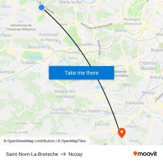 Saint-Nom-La-Breteche to Nozay map