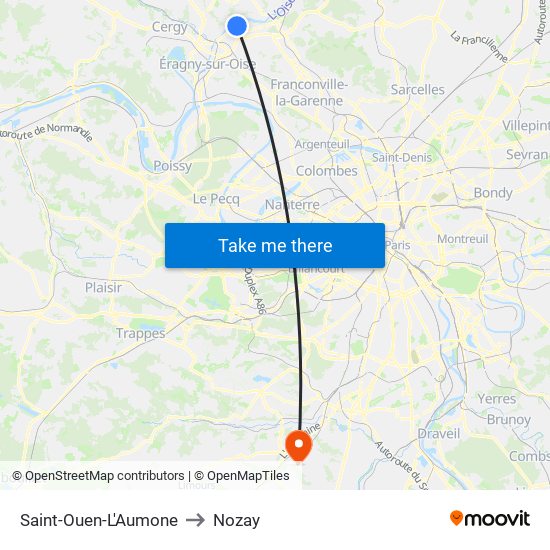 Saint-Ouen-L'Aumone to Nozay map