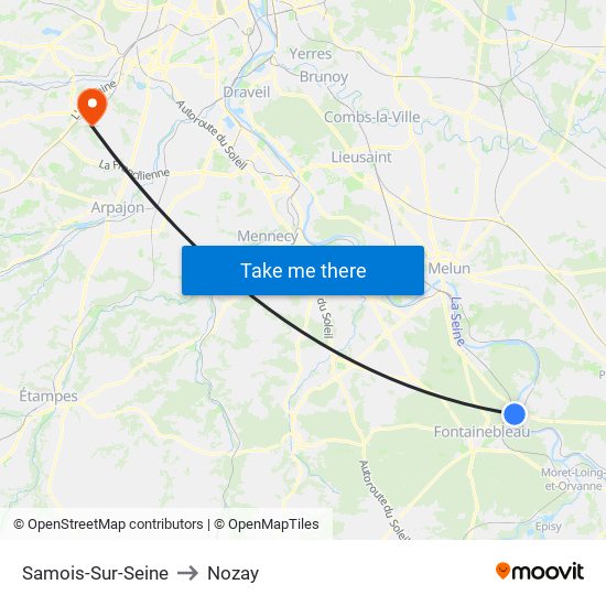 Samois-Sur-Seine to Nozay map