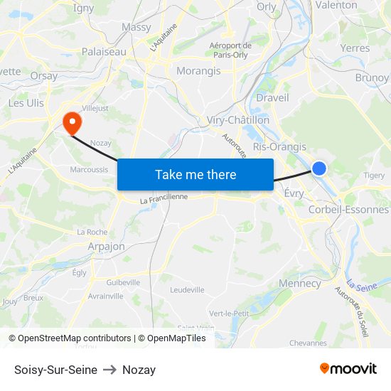 Soisy-Sur-Seine to Nozay map