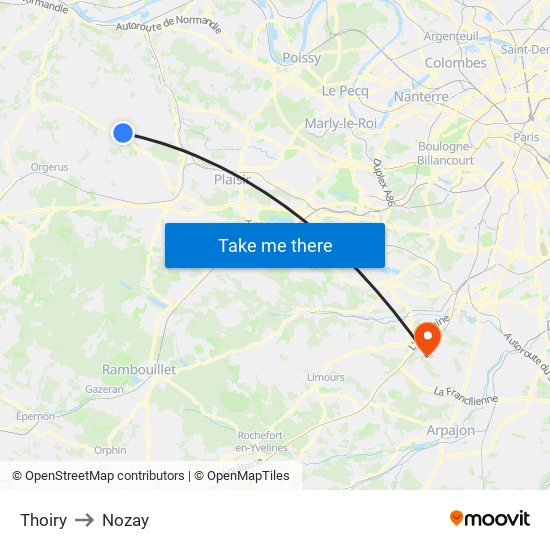 Thoiry to Nozay map