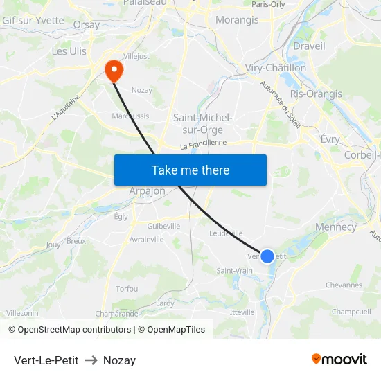 Vert-Le-Petit to Nozay map