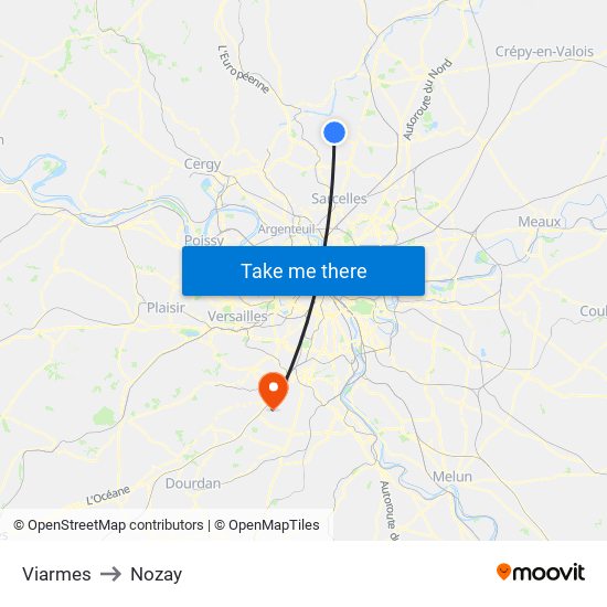 Viarmes to Nozay map