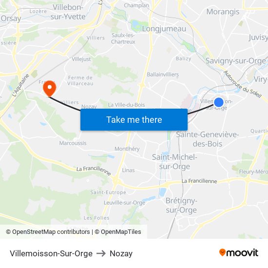 Villemoisson-Sur-Orge to Nozay map