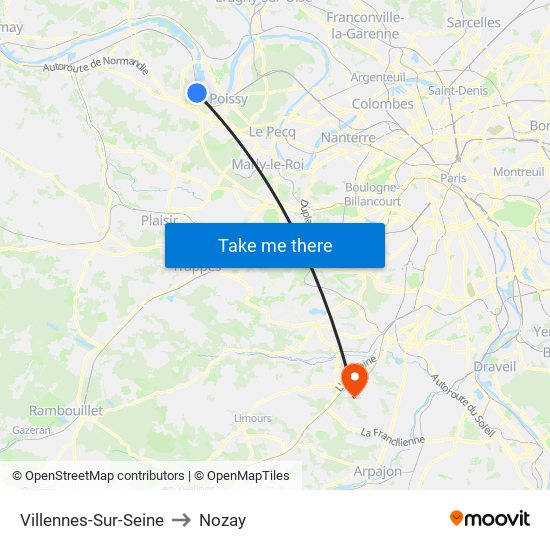 Villennes-Sur-Seine to Nozay map
