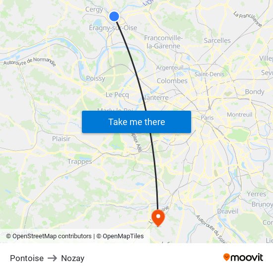 Pontoise to Nozay map