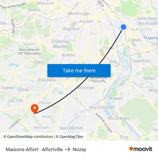Maisons-Alfort - Alfortville to Nozay map