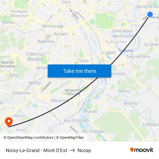 Noisy-Le-Grand - Mont D'Est to Nozay map