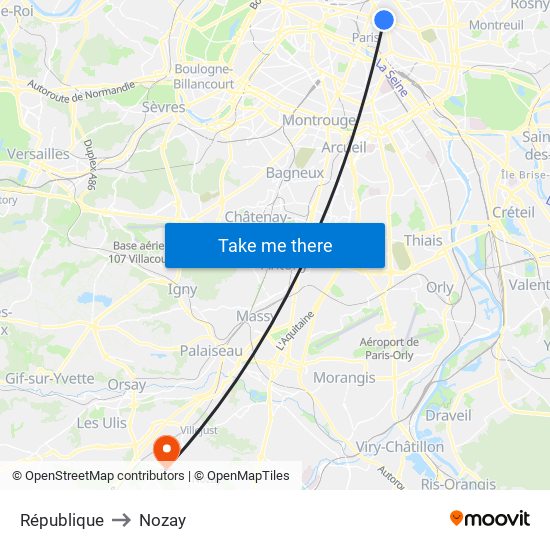 République to Nozay map
