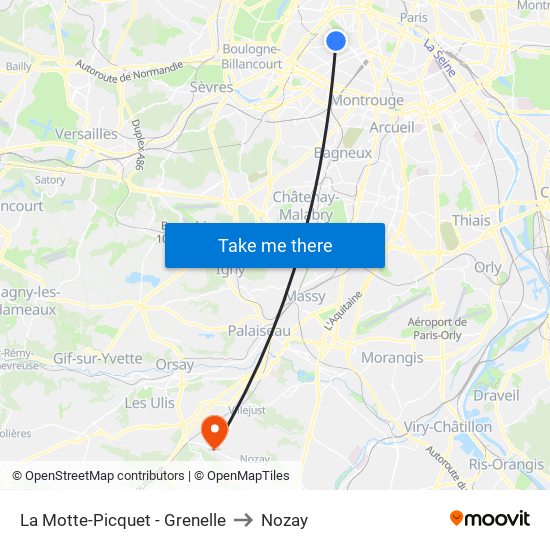 La Motte-Picquet - Grenelle to Nozay map