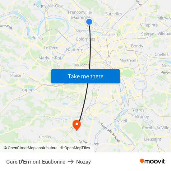 Gare D'Ermont-Eaubonne to Nozay map