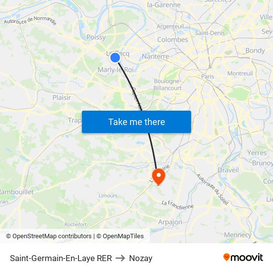 Saint-Germain-En-Laye RER to Nozay map