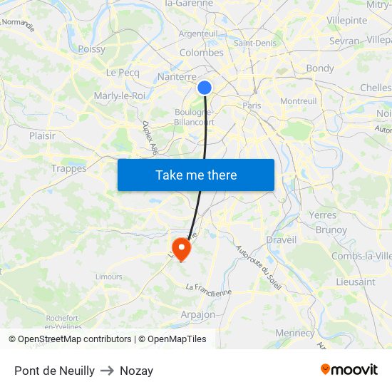 Pont de Neuilly to Nozay map