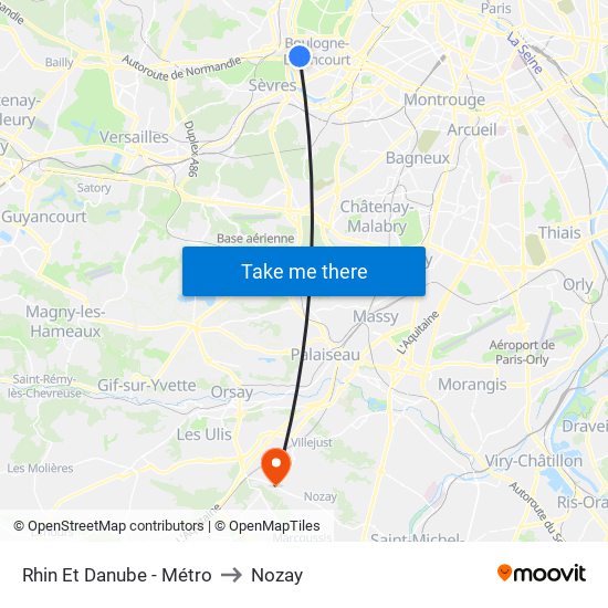 Rhin Et Danube - Métro to Nozay map