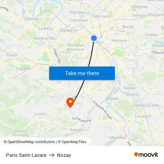 Paris Saint-Lazare to Nozay map