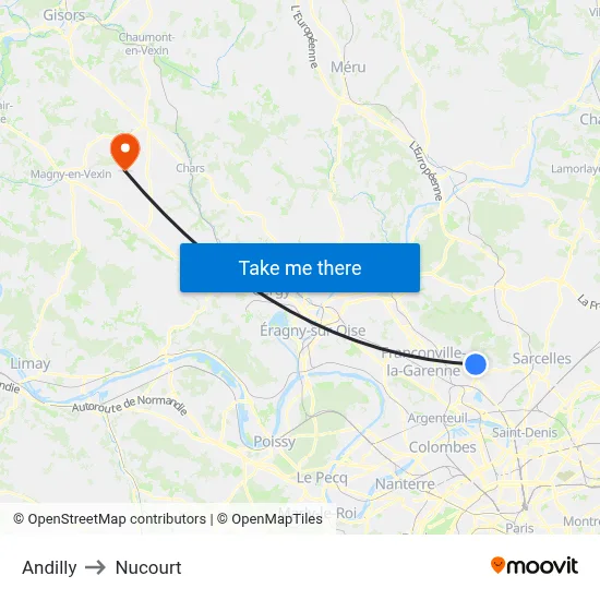 Andilly to Nucourt map