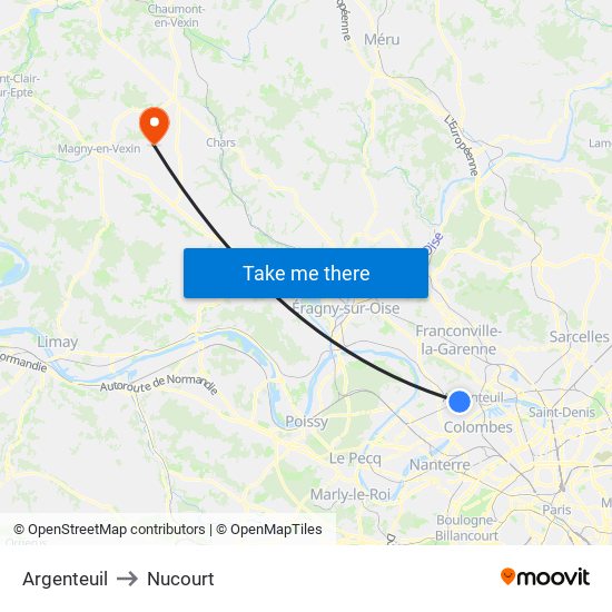 Argenteuil to Nucourt map