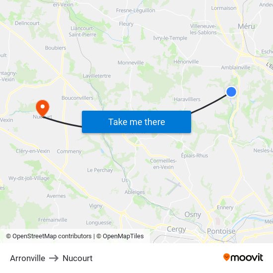 Arronville to Nucourt map