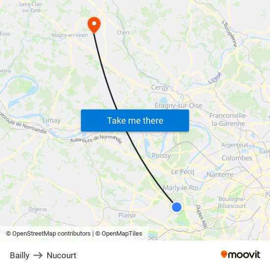 Bailly to Nucourt map
