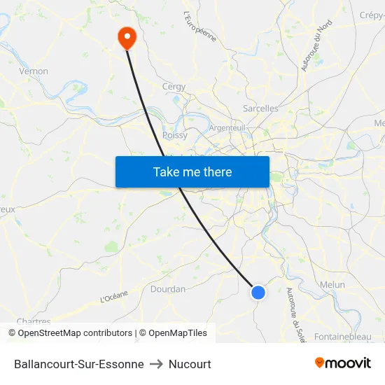 Ballancourt-Sur-Essonne to Nucourt map