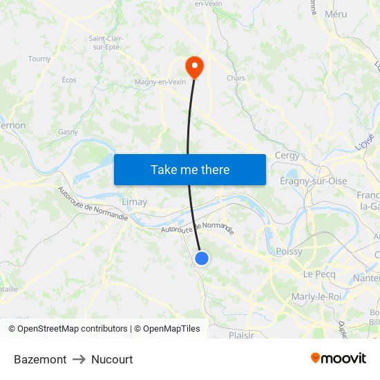 Bazemont to Nucourt map