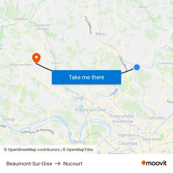 Beaumont-Sur-Oise to Nucourt map