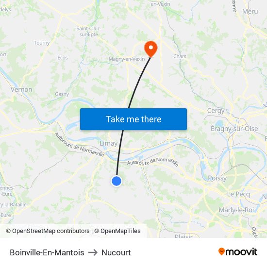 Boinville-En-Mantois to Nucourt map