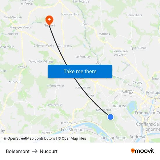 Boisemont to Nucourt map
