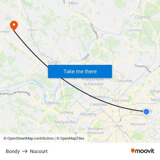 Bondy to Nucourt map