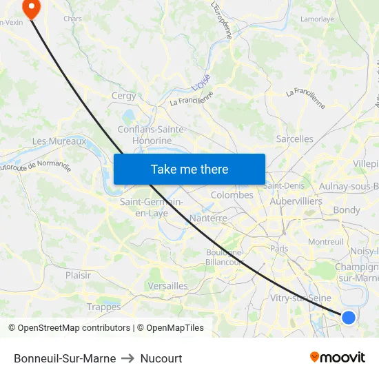 Bonneuil-Sur-Marne to Nucourt map