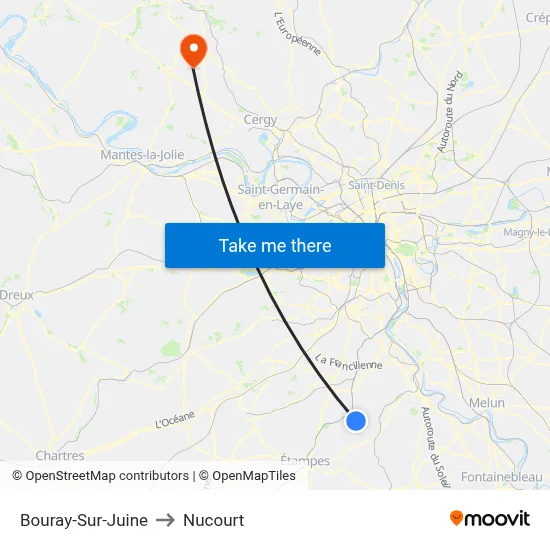 Bouray-Sur-Juine to Nucourt map