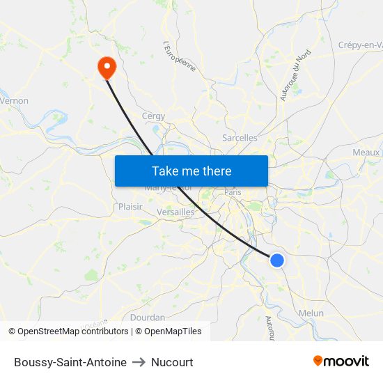 Boussy-Saint-Antoine to Nucourt map