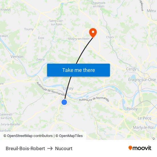 Breuil-Bois-Robert to Nucourt map