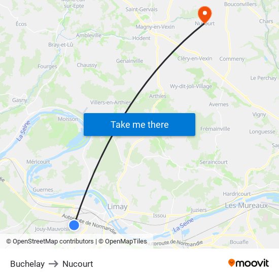 Buchelay to Nucourt map