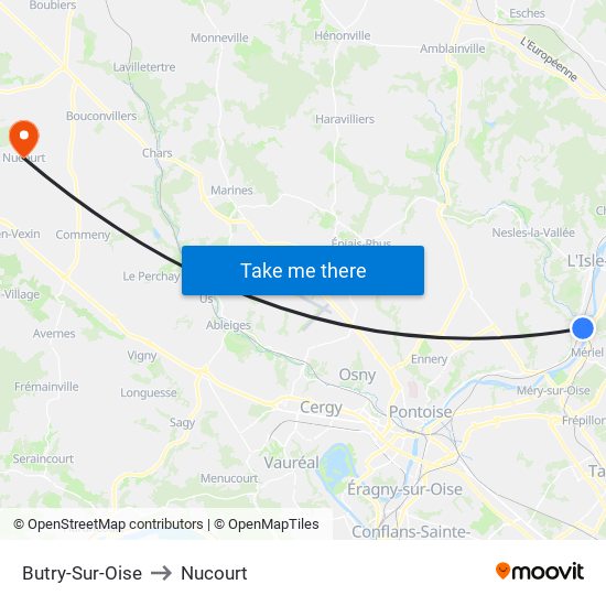 Butry-Sur-Oise to Nucourt map