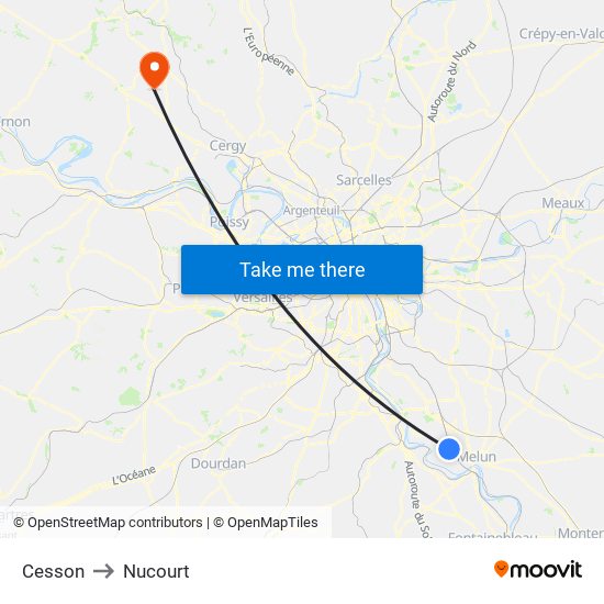 Cesson to Nucourt map