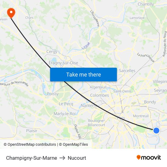 Champigny-Sur-Marne to Nucourt map