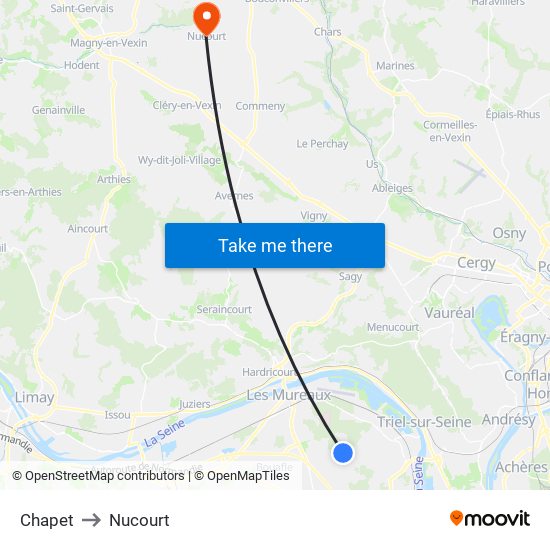 Chapet to Nucourt map