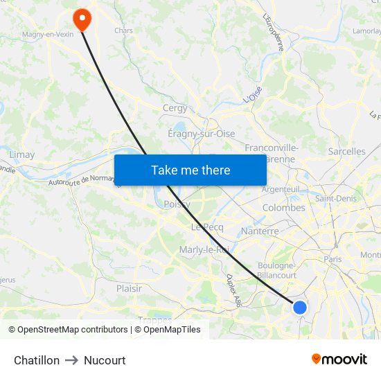 Chatillon to Nucourt map