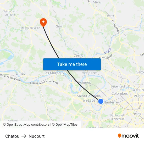 Chatou to Nucourt map