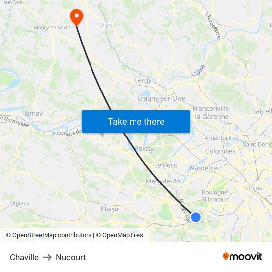 Chaville to Nucourt map