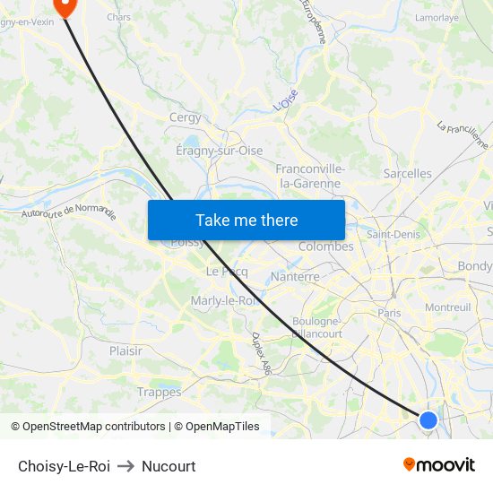 Choisy-Le-Roi to Nucourt map