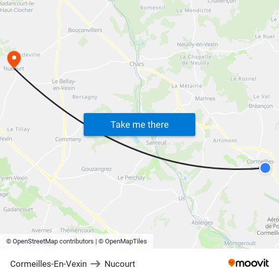 Cormeilles-En-Vexin to Nucourt map