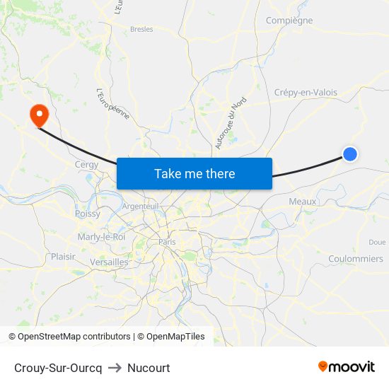 Crouy-Sur-Ourcq to Nucourt map