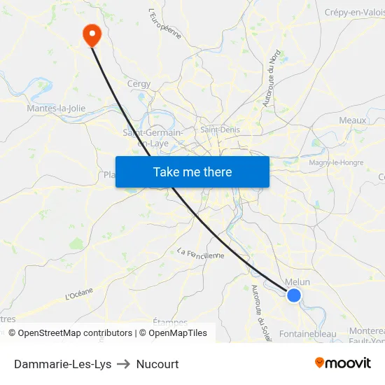 Dammarie-Les-Lys to Nucourt map