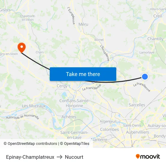 Epinay-Champlatreux to Nucourt map