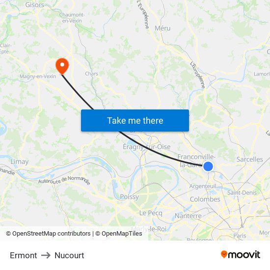 Ermont to Nucourt map