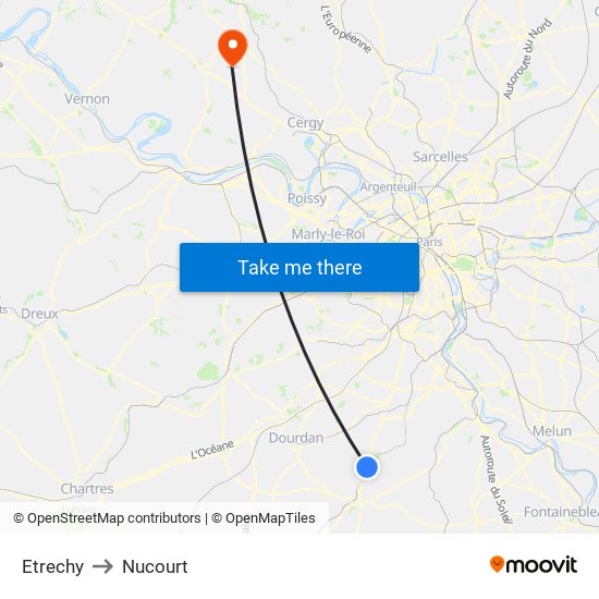 Etrechy to Nucourt map